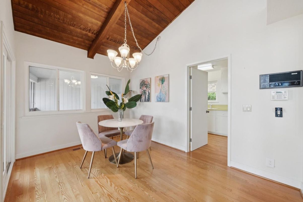 Chandelier, Dining room, Interior, Wooden Beams, Wooden Ceilings, Wood Texture Flooring