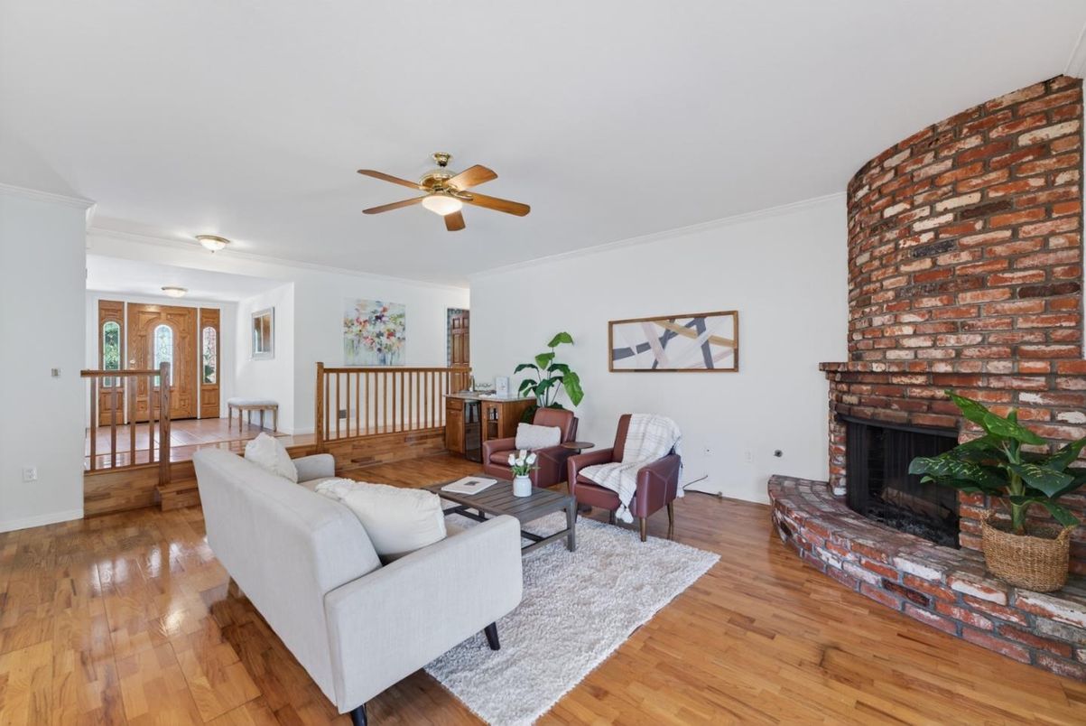 Fireplace, Interior, Living room, Stone Walls, Wood Texture Flooring