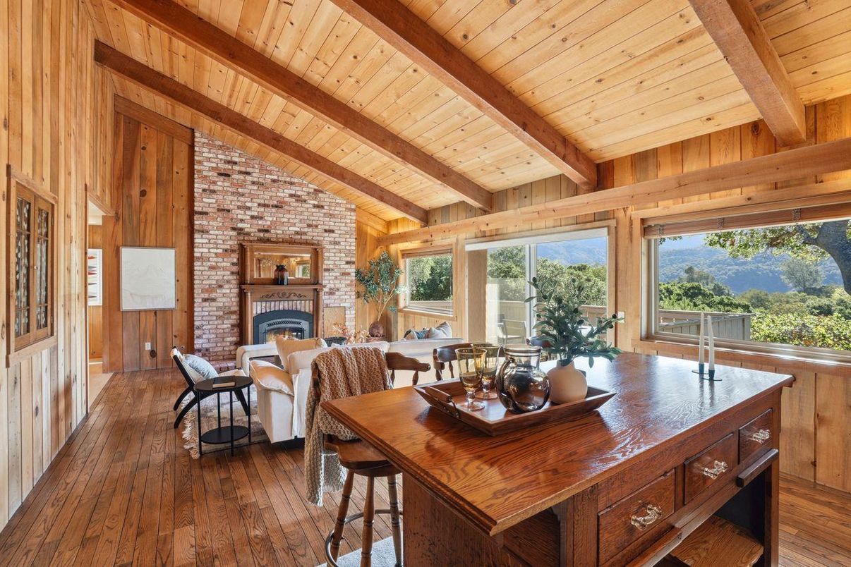 Fireplace, Interior, Living room, Stone Walls, Wooden Beams, Wooden Ceilings, Wood Texture Flooring, Wooden Walls