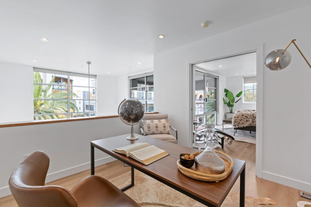 Home Office, Interior, Recessed Lighting, Wood Texture Flooring