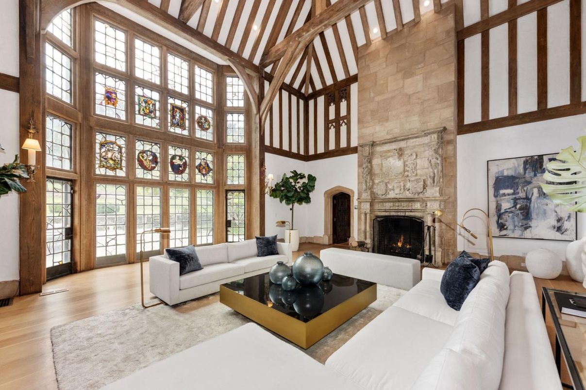 Fireplace, Interior, Living room, Wooden Beams, Wood Texture Flooring