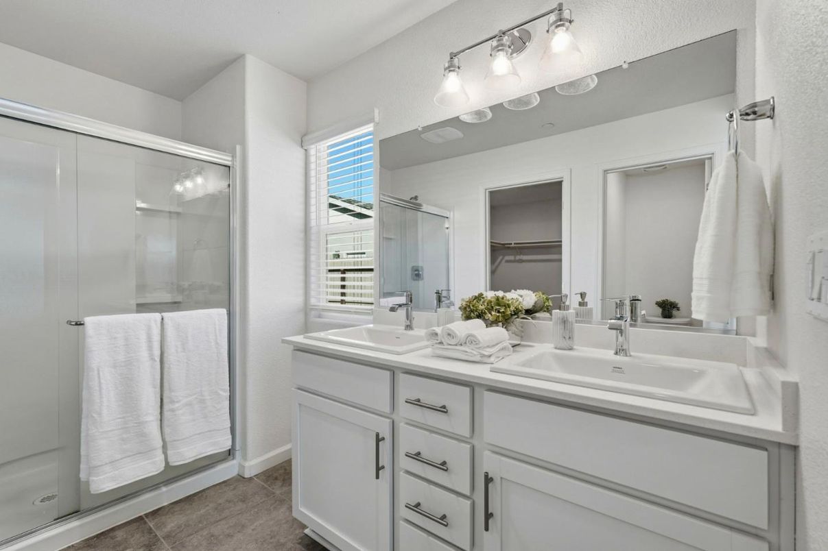 Bathroom, Dual Sink Vanities, Glass Shower, Interior
