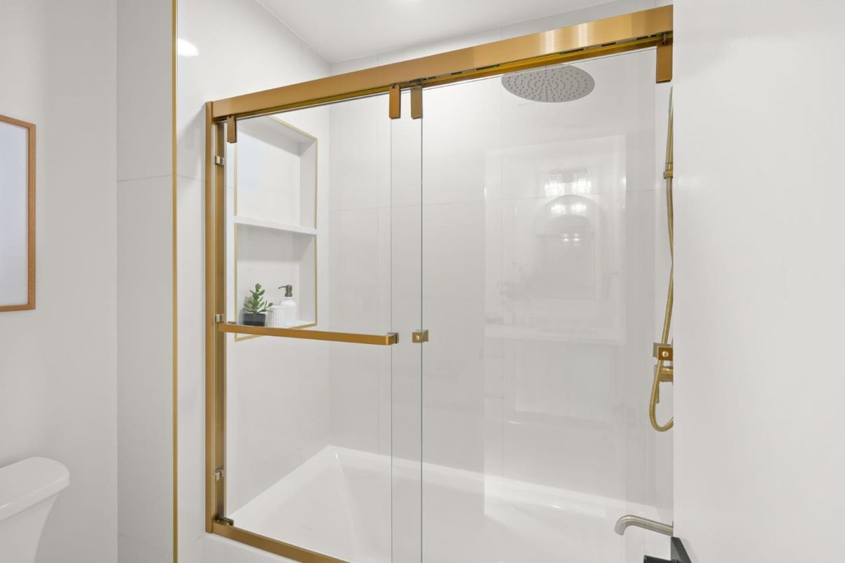 Bathroom, Glass Shower, Interior, Recessed Lighting