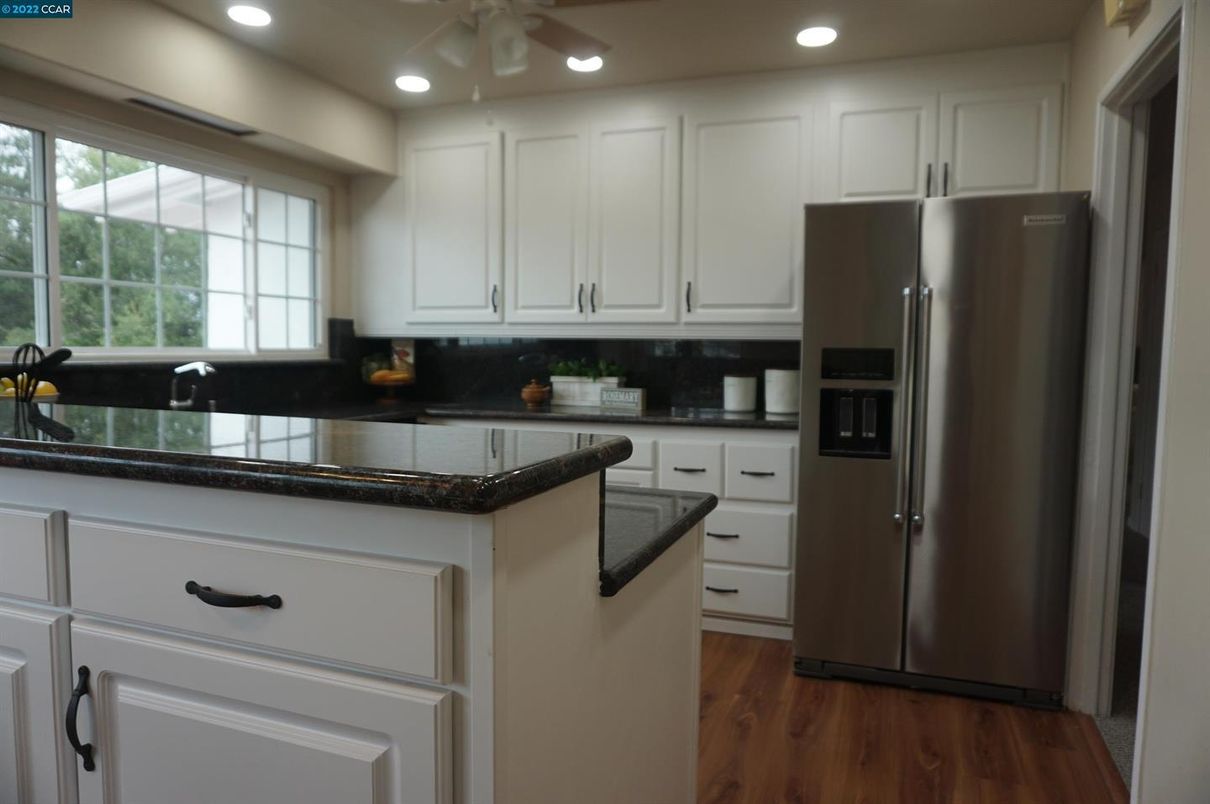 Interior, Kitchen, Recessed Lighting, Wood Texture Flooring