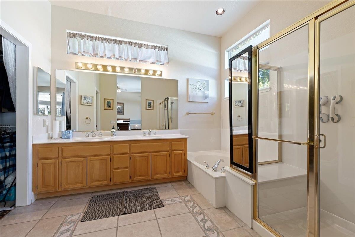 Bathroom, Dual Sink Vanities, Glass Shower, Interior, Recessed Lighting