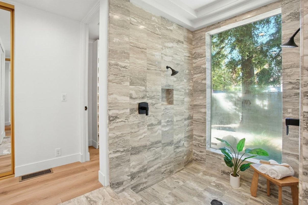 Bathroom, Interior, Marble Walls, Stone Walls, Wood Texture Flooring