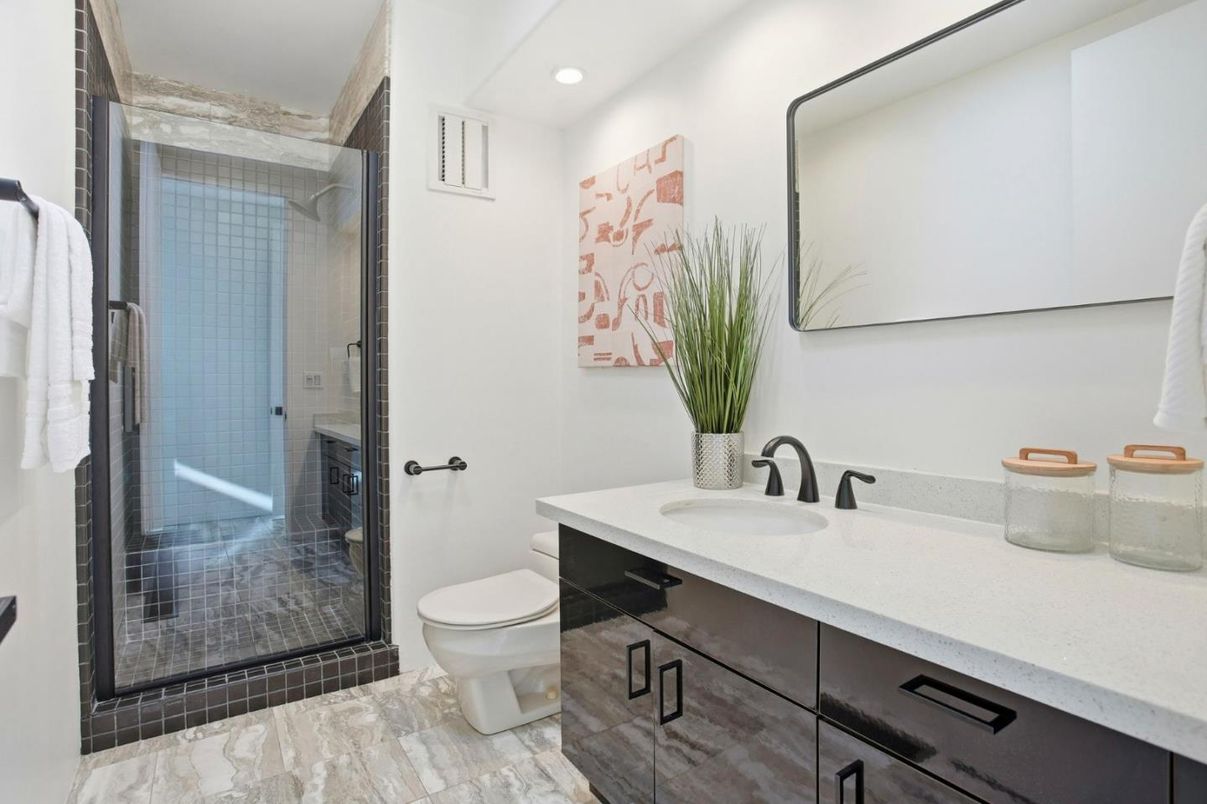 Bathroom, Glass Shower, Interior, Recessed Lighting