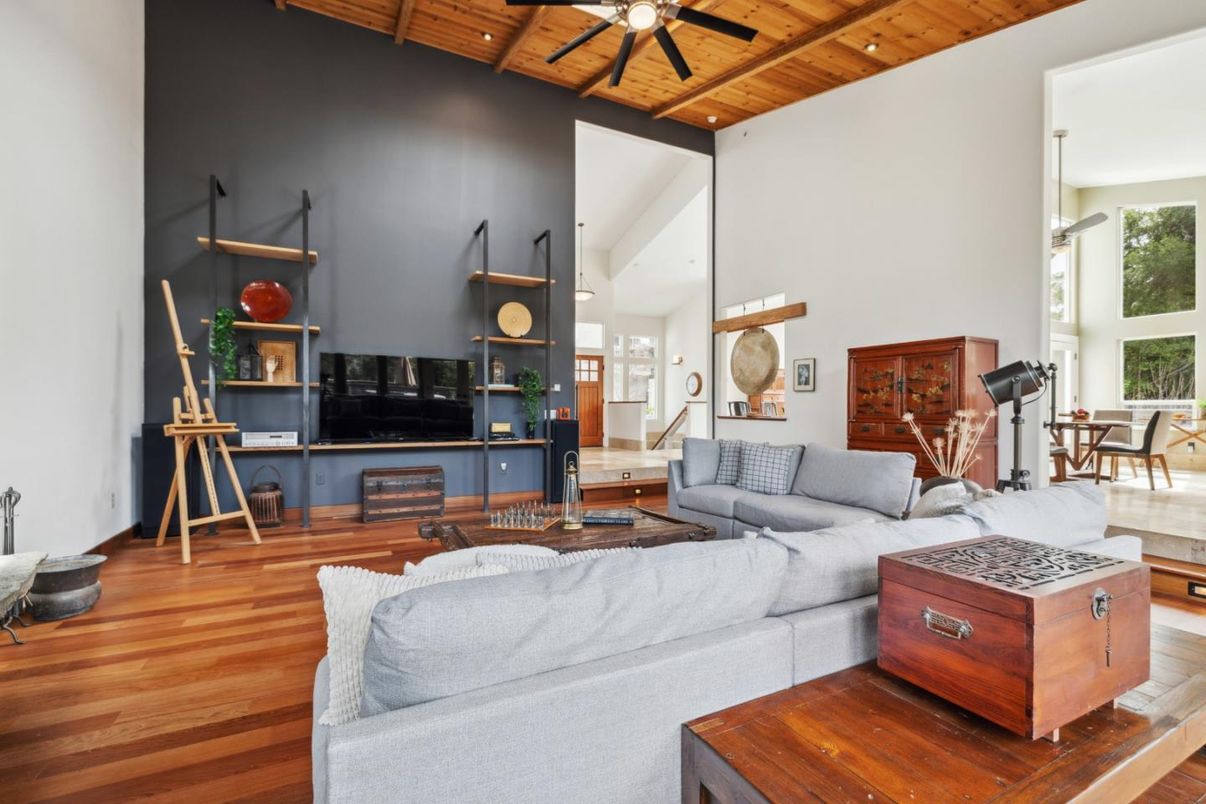 Interior, Living room, Recessed Lighting, Wooden Ceilings, Wood Texture Flooring