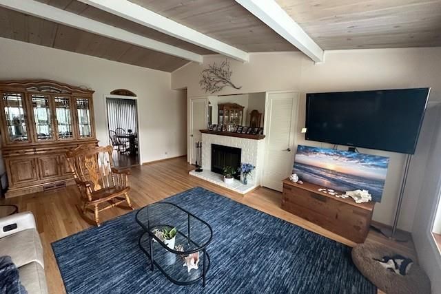 Fireplace, Interior, Living room, Wooden Ceilings, Wood Texture Flooring