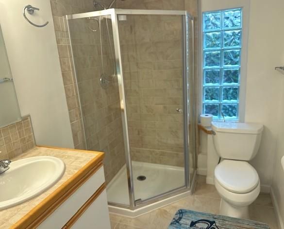 Bathroom, Glass Shower, Interior, Tile Countertops