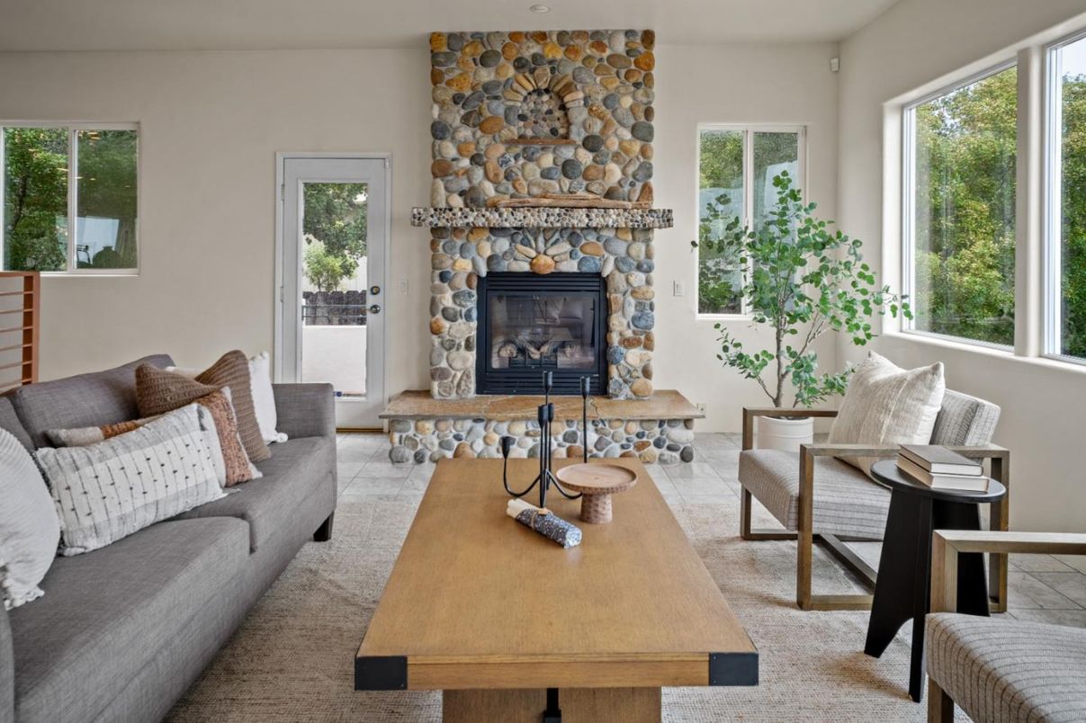 Fireplace, Interior, Living room, Stone Walls