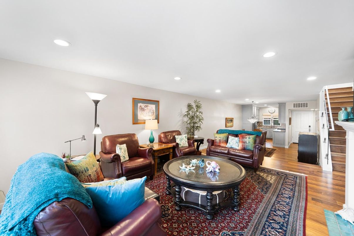 Interior, Kitchen, Living room, Recessed Lighting, Wood Texture Flooring