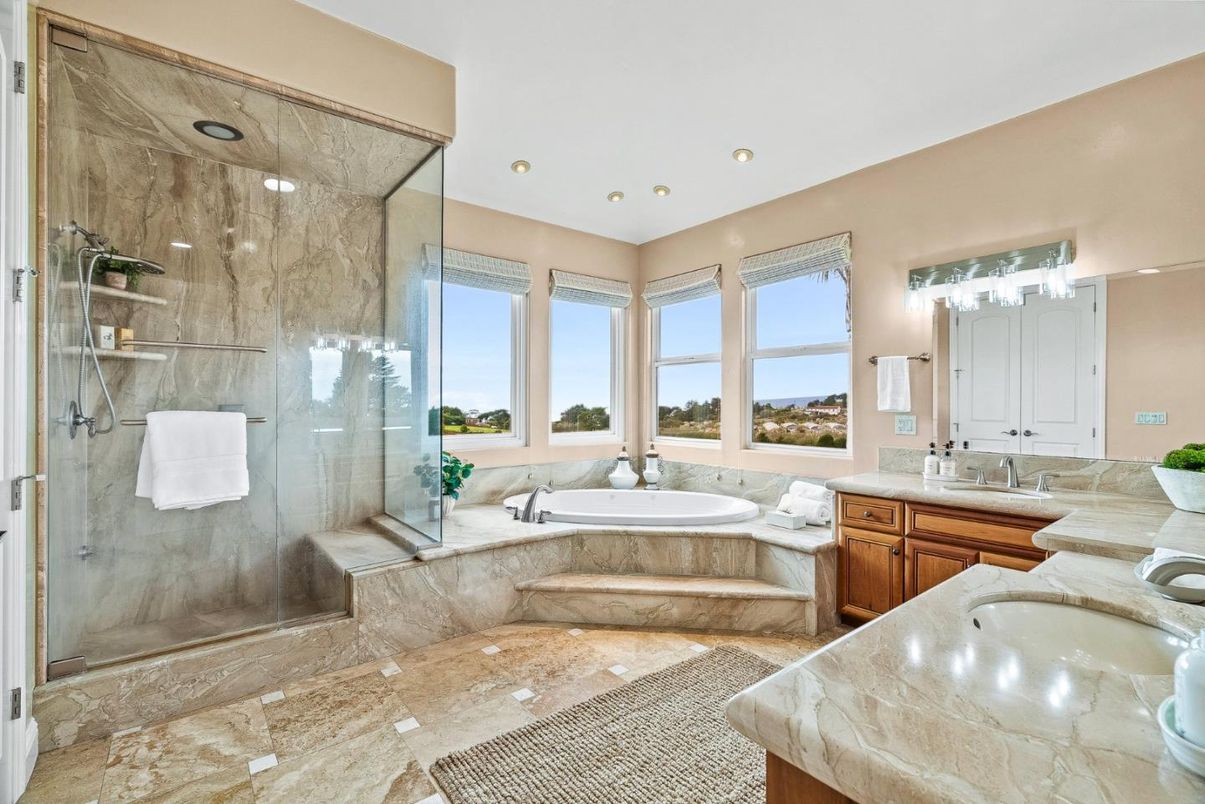 Bathroom, Dual Sink Vanities, Glass Shower, Interior, Recessed Lighting