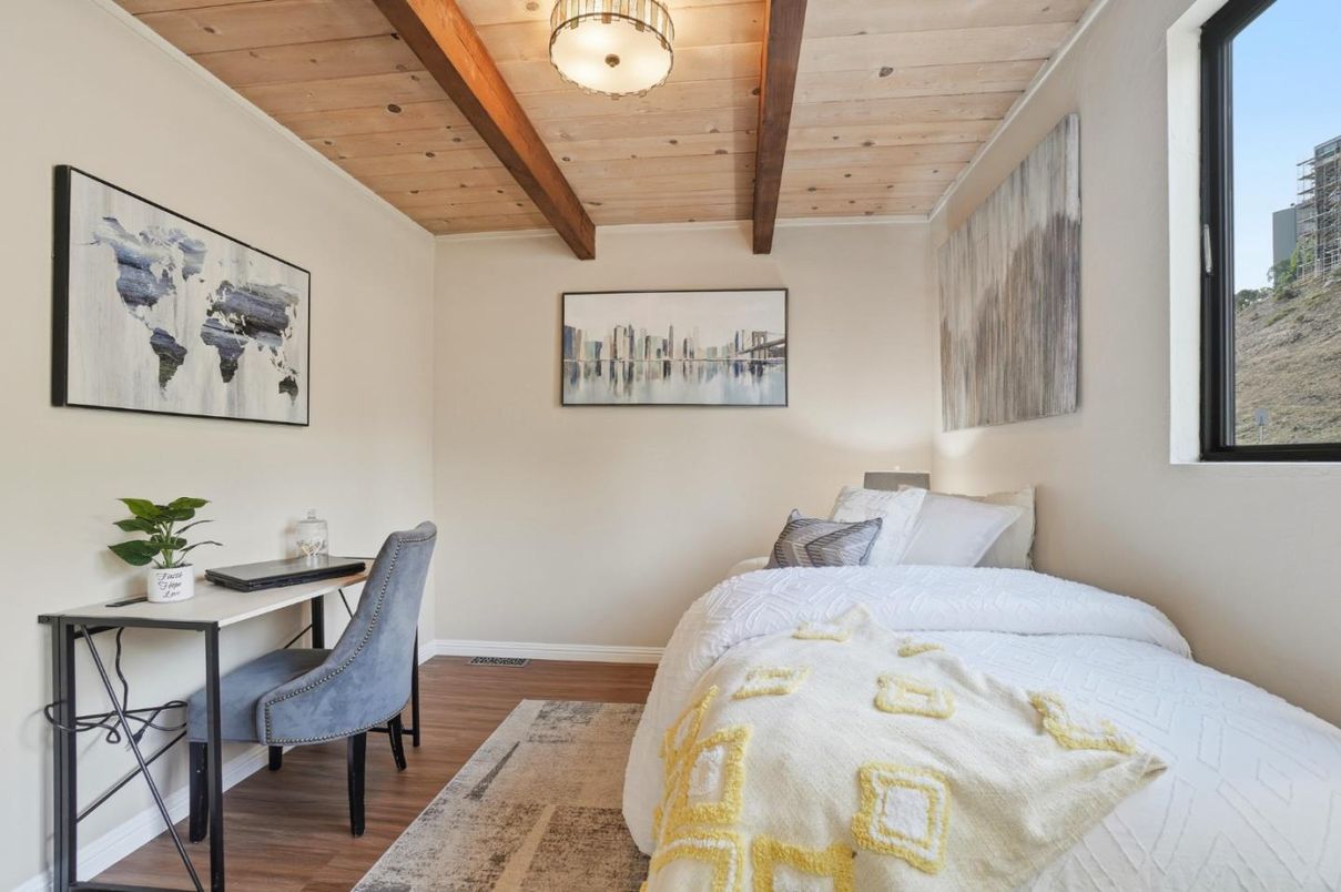 Bedroom, Home Office, Interior, Wooden Beams, Wooden Ceilings, Wood Texture Flooring