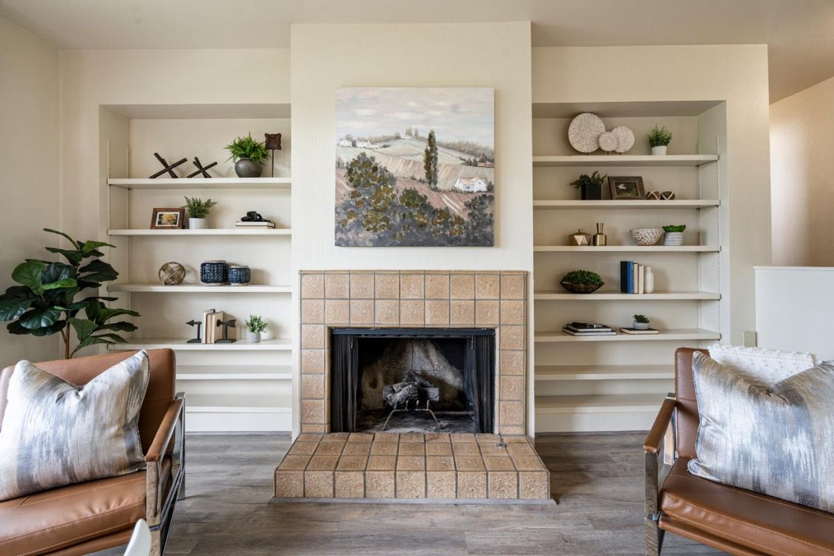 Fireplace, Interior, Wood Texture Flooring