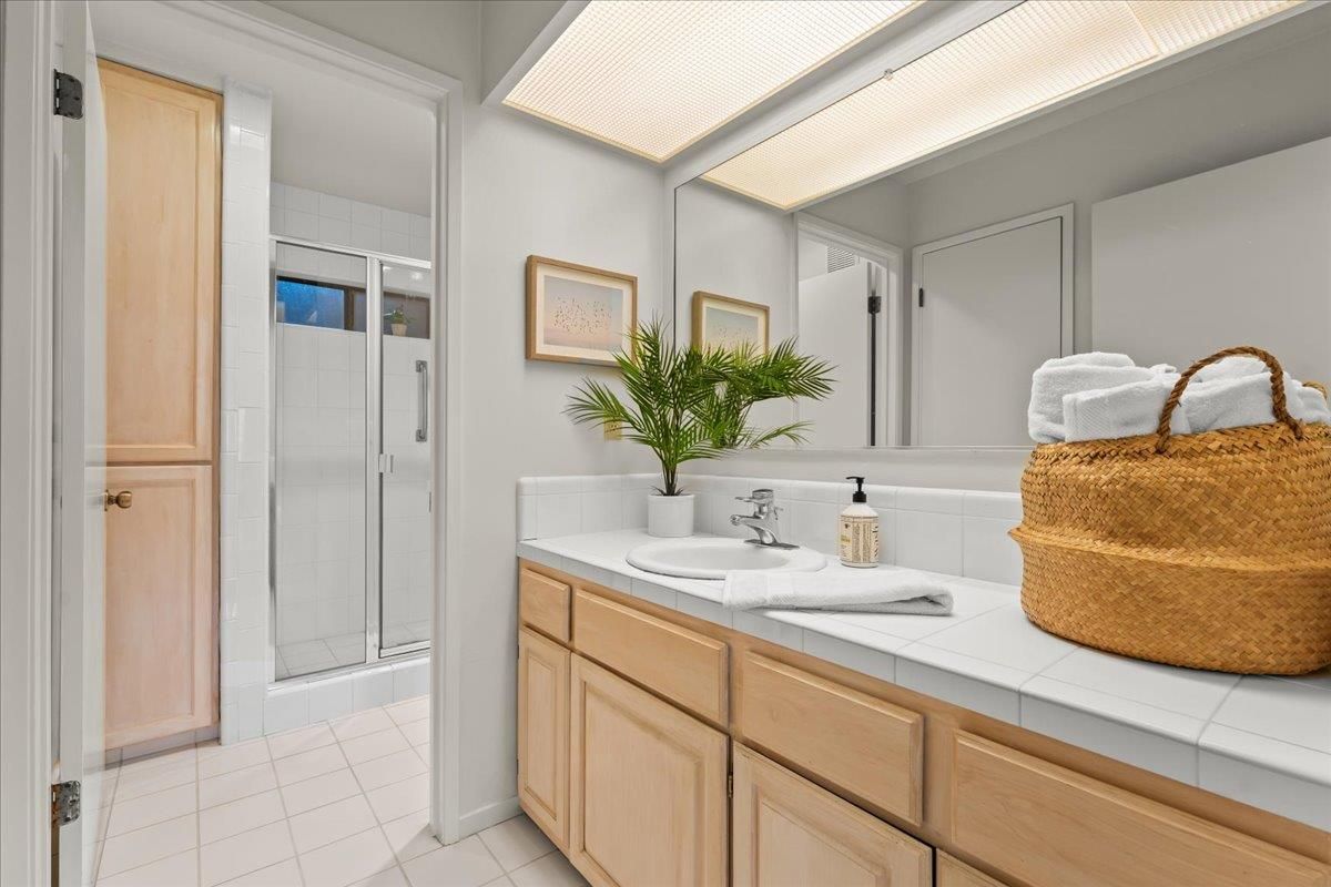 Bathroom, Glass Shower, Interior, Tile Countertops