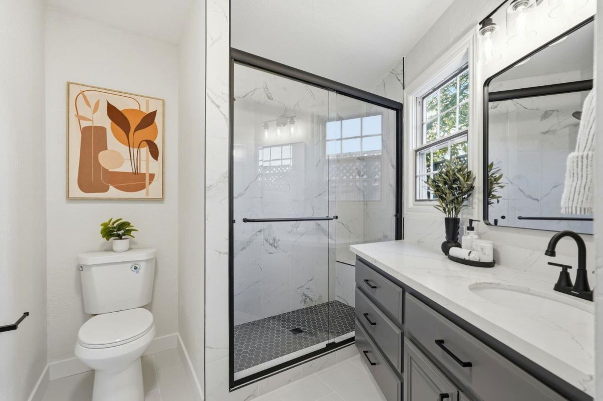 Bathroom, Glass Shower, Interior, Marble Walls