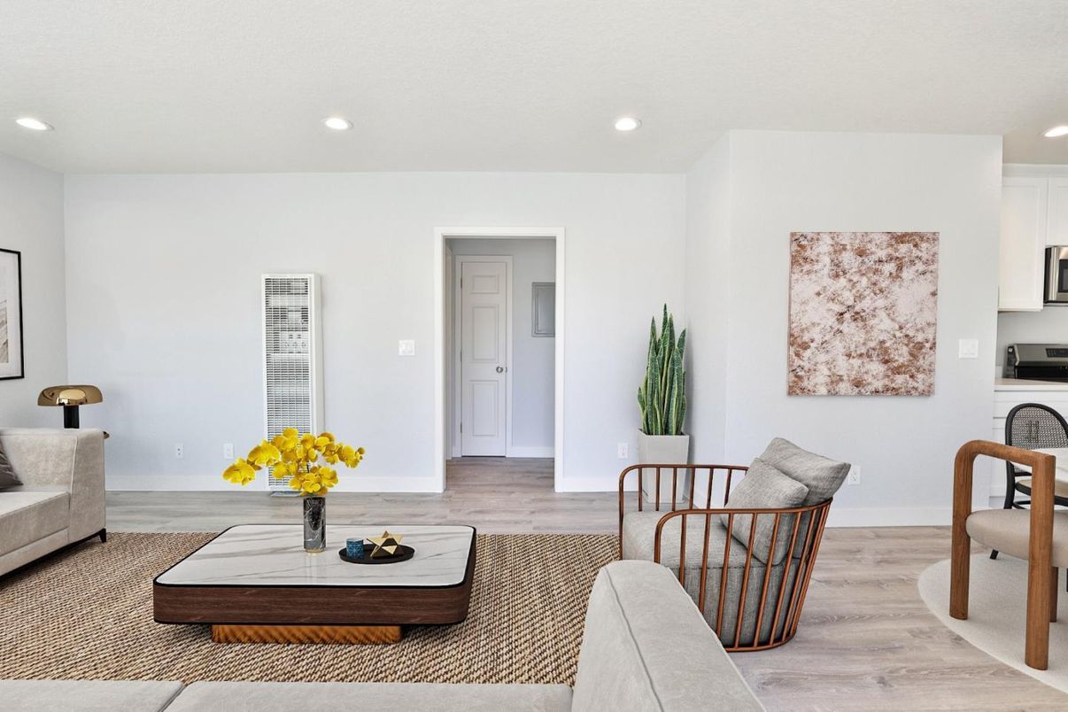 Interior, Living room, Recessed Lighting, Wood Texture Flooring