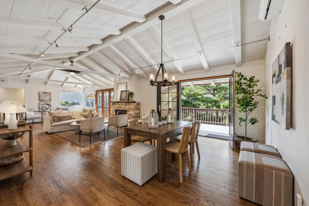 Chandelier, Dining room, Fireplace, Interior, Living room, Wood Texture Flooring