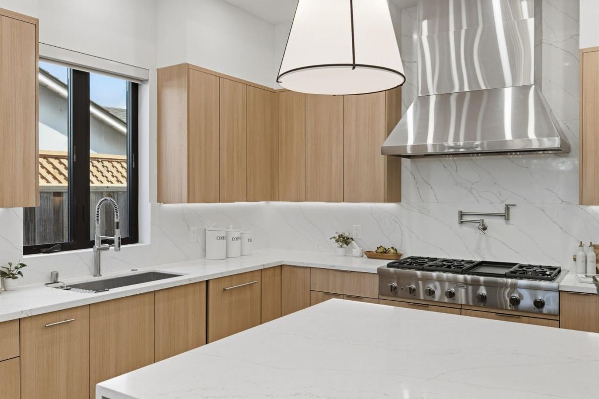 Interior, Kitchen, Marble Walls, Stainless Steel Appliances