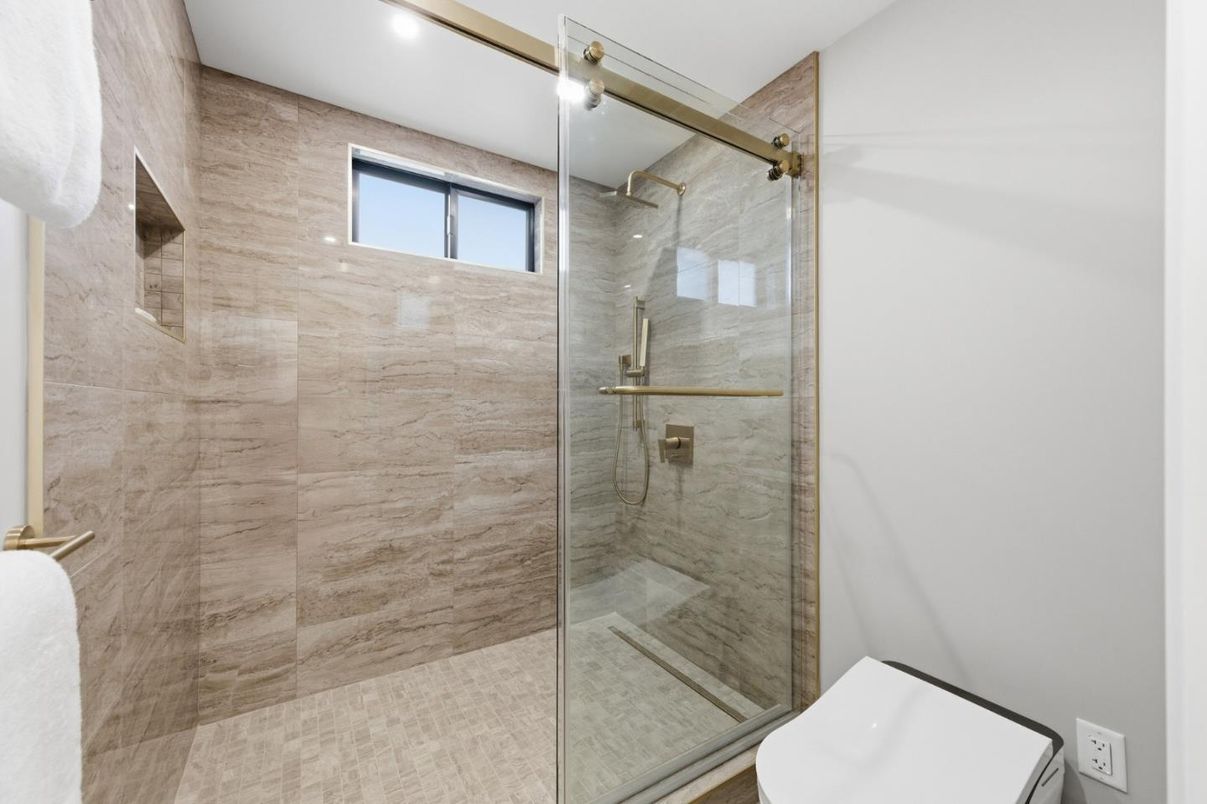 Bathroom, Glass Shower, Interior, Recessed Lighting