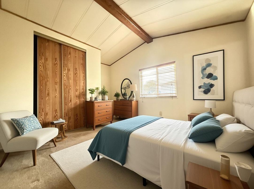 Bedroom, Interior, Wooden Beams
