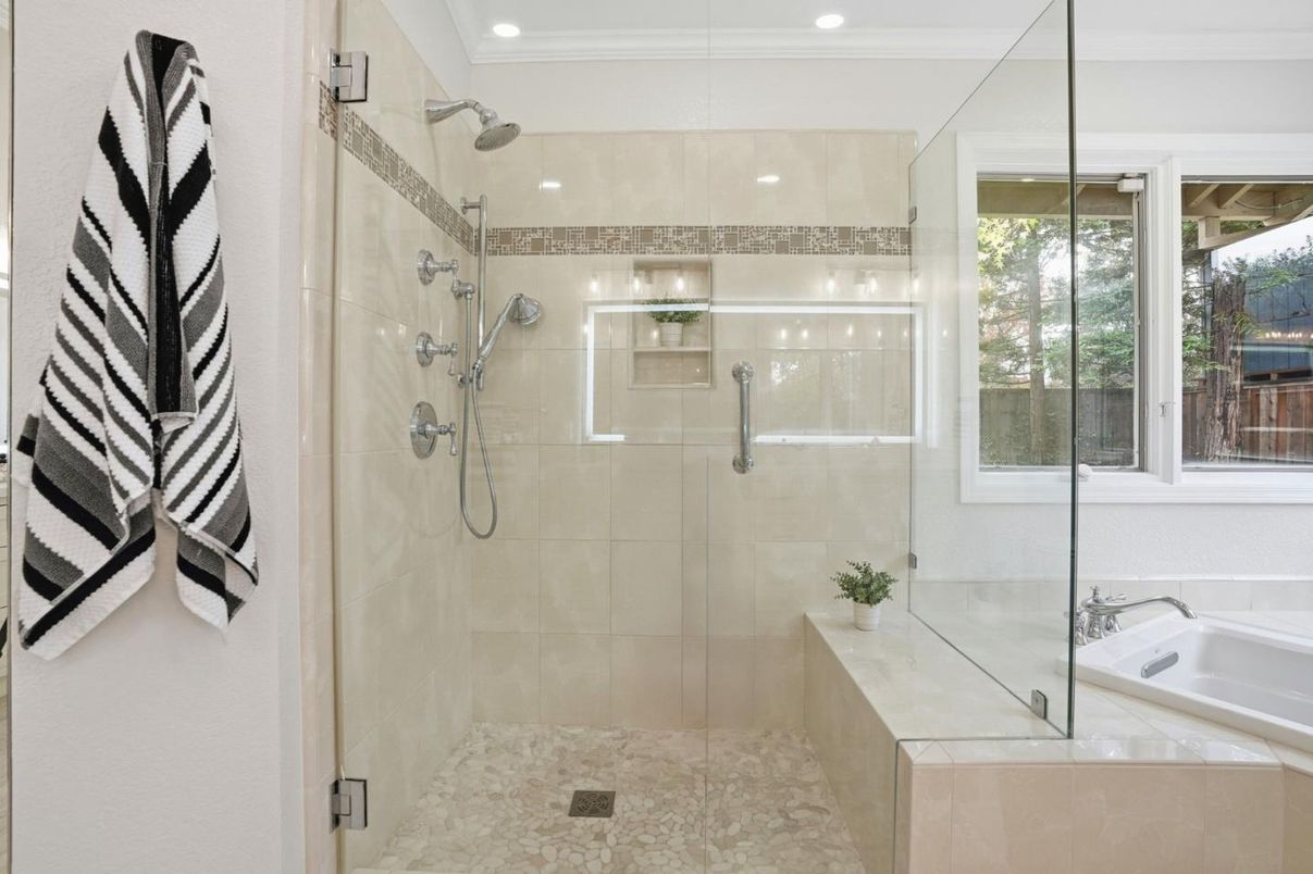 Bathroom, Glass Shower, Interior, Recessed Lighting