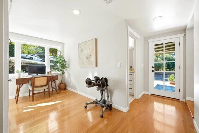 Home Office, Interior, Recessed Lighting, Wood Texture Flooring