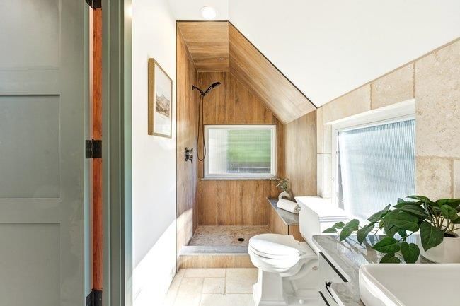 Bathroom, Interior, Wood Texture Flooring, Wooden Walls