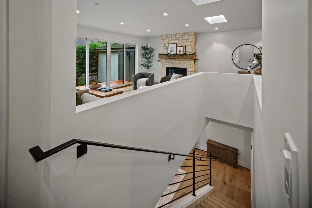 Fireplace, Interior, Recessed Lighting, Wood Texture Flooring