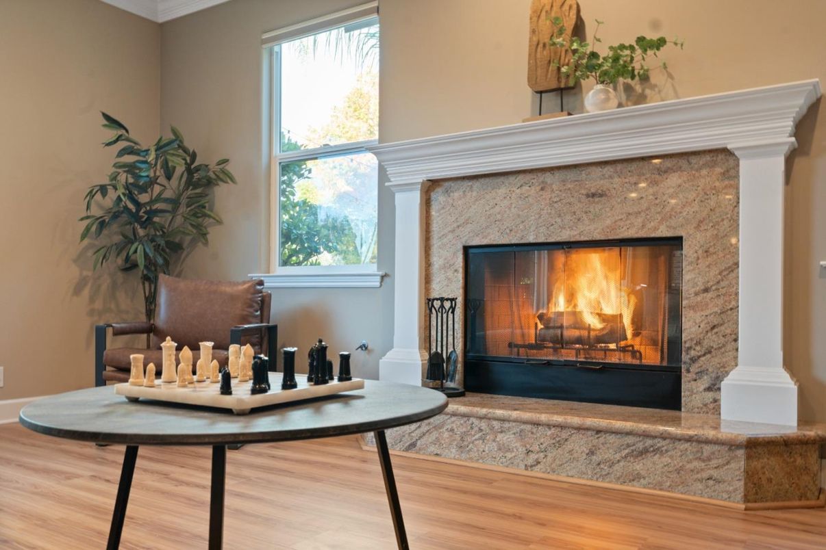 Fireplace, Interior, Wood Texture Flooring