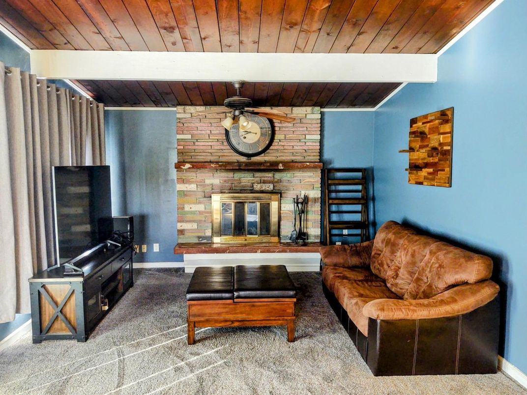 Fireplace, Interior, Living room, Stone Walls, Wooden Ceilings