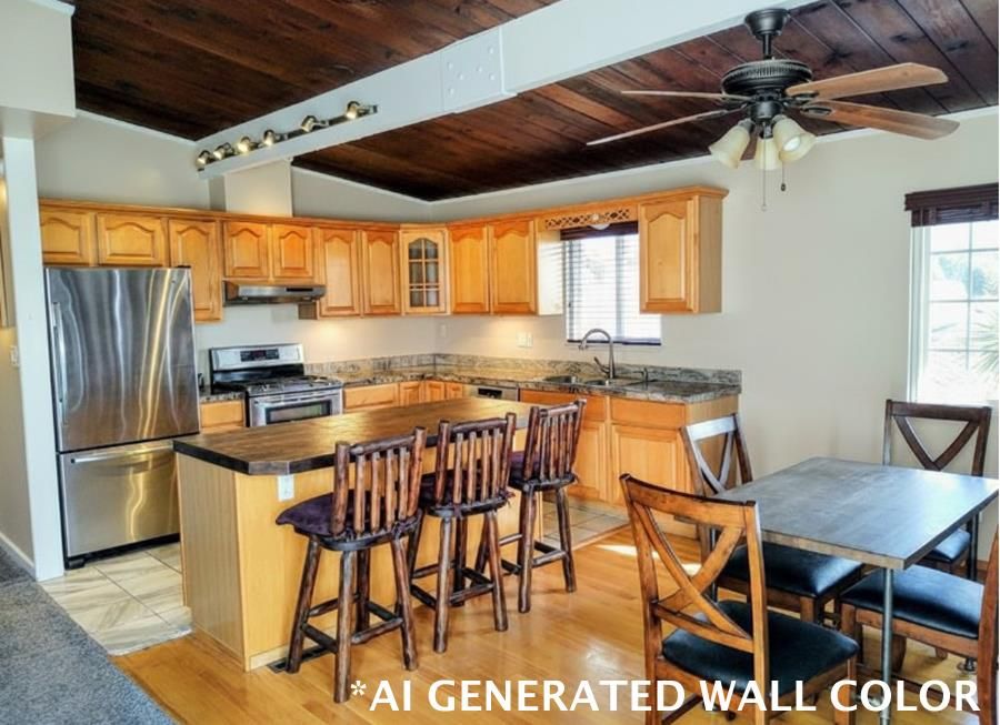 Dining room, Interior, Kitchen, Stainless Steel Appliances, Wooden Ceilings, Wood Texture Flooring