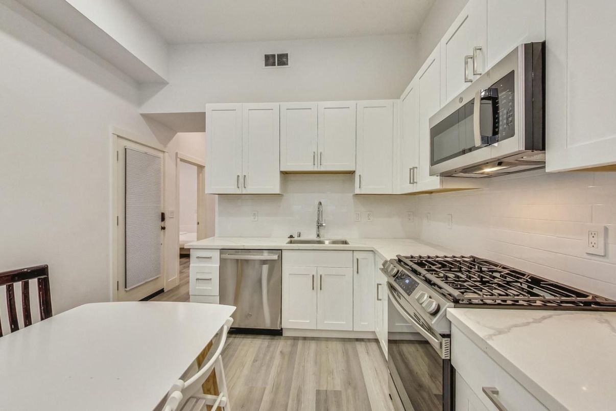 Interior, Kitchen, Stainless Steel Appliances, Wood Texture Flooring