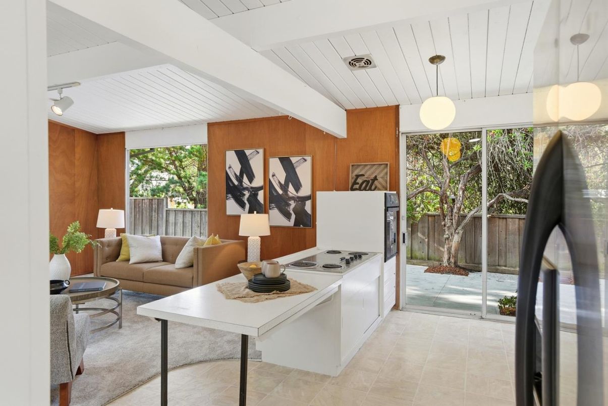 Interior, Kitchen, Living room, Pendant Lights, Stainless Steel Appliances, Wooden Walls