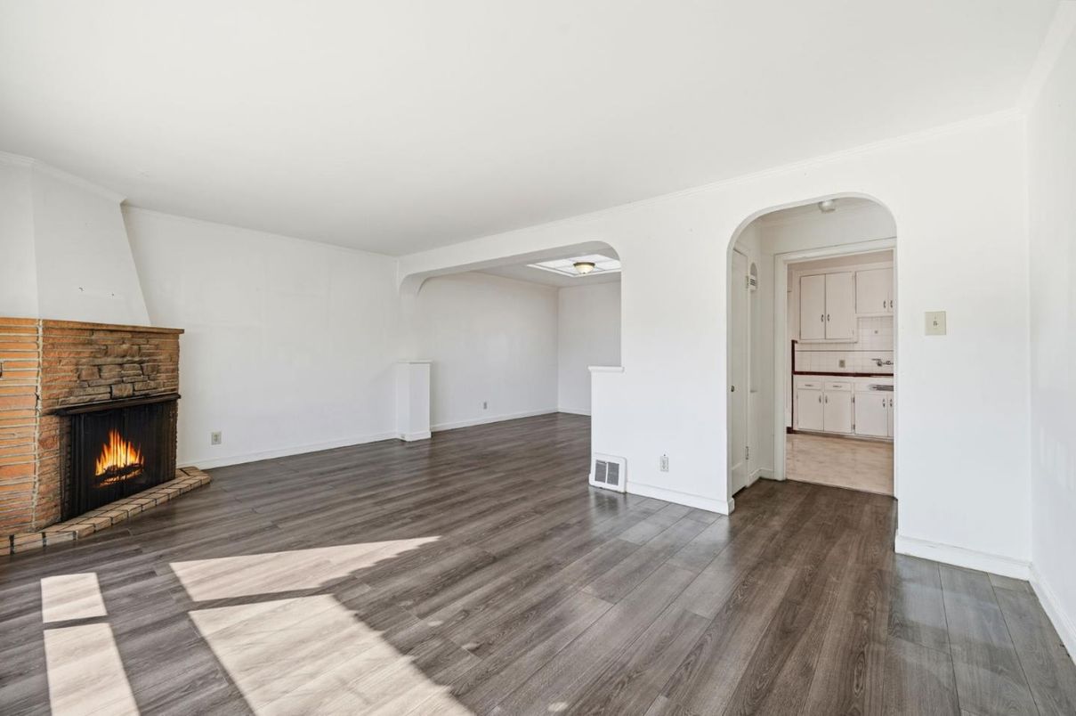 Empty room, Fireplace, Interior, Wood Texture Flooring