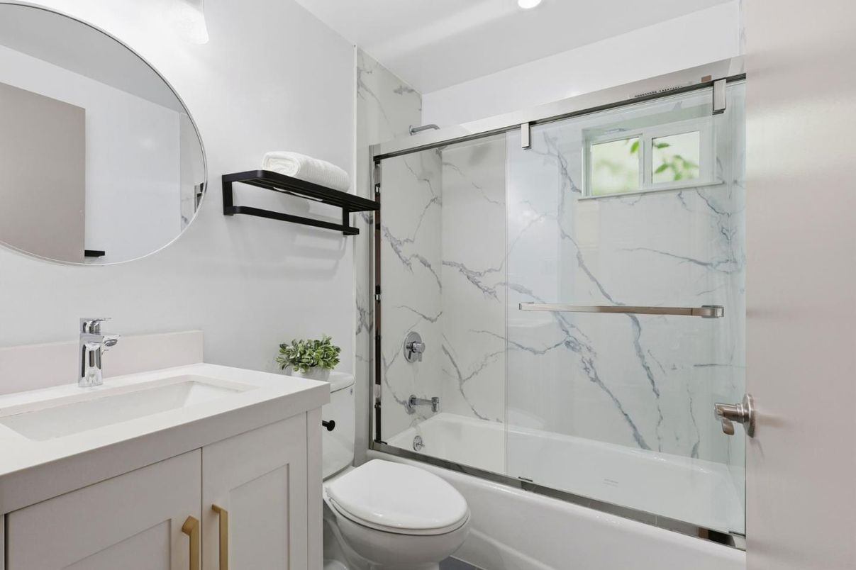 Bathroom, Glass Shower, Interior, Marble Walls, Recessed Lighting