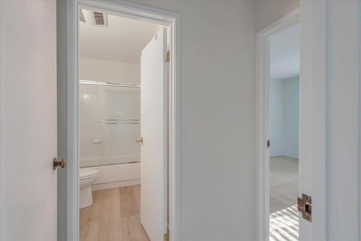 Bathroom, Glass Shower, Interior, Wood Texture Flooring