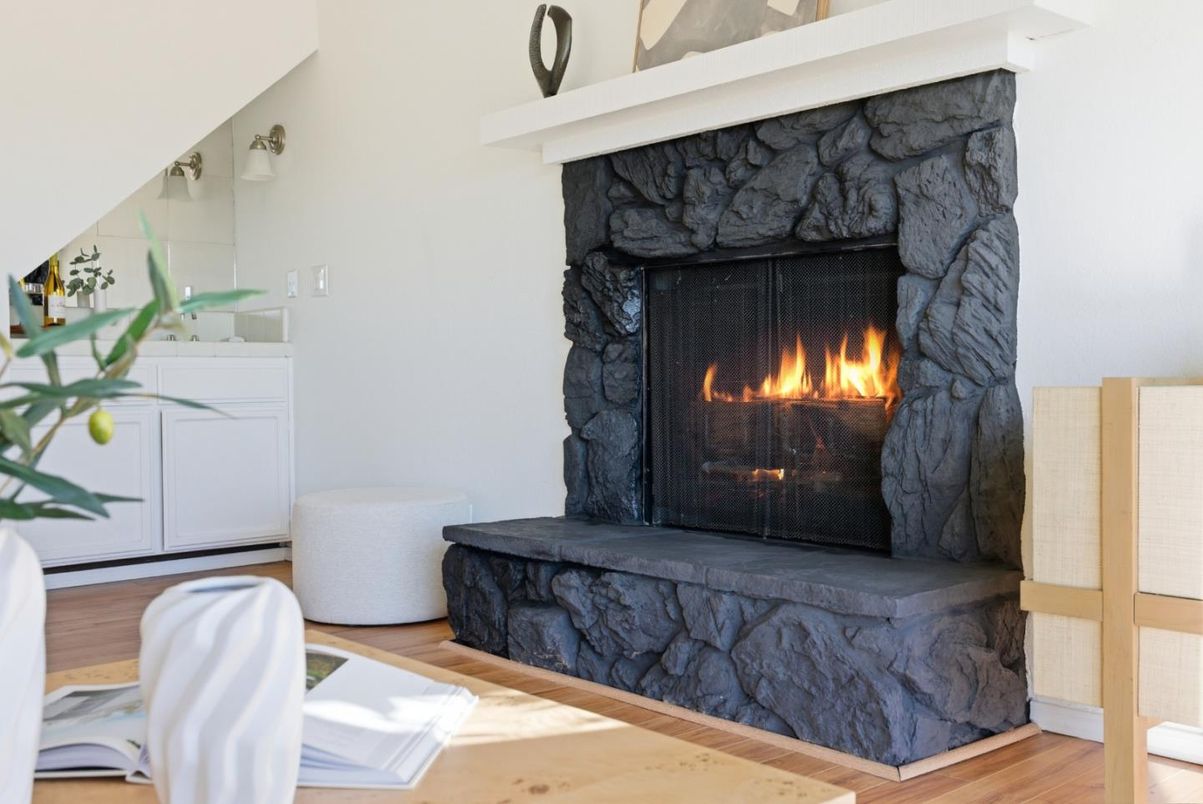 Fireplace, Interior, Wood Texture Flooring