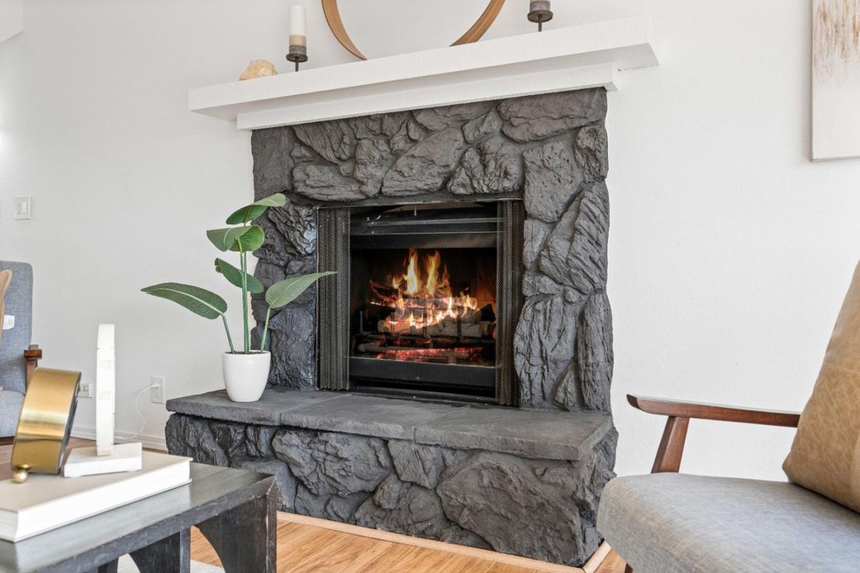 Fireplace, Interior, Wood Texture Flooring