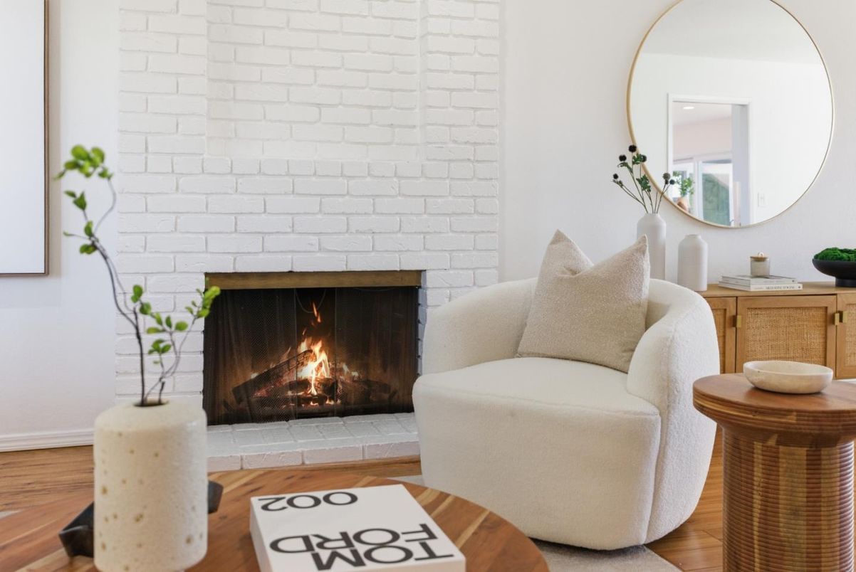 Fireplace, Interior, Stone Walls, Wood Texture Flooring