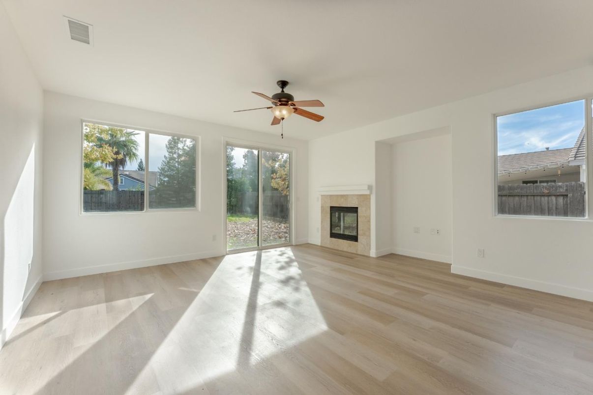 Empty room, Fireplace, Interior, Wood Texture Flooring