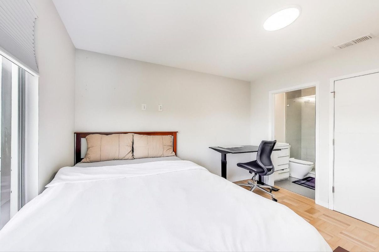 Bedroom, Home Office, Interior, Recessed Lighting, Wood Texture Flooring