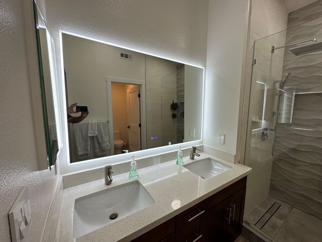 Bathroom, Dual Sink Vanities, Glass Shower, Interior