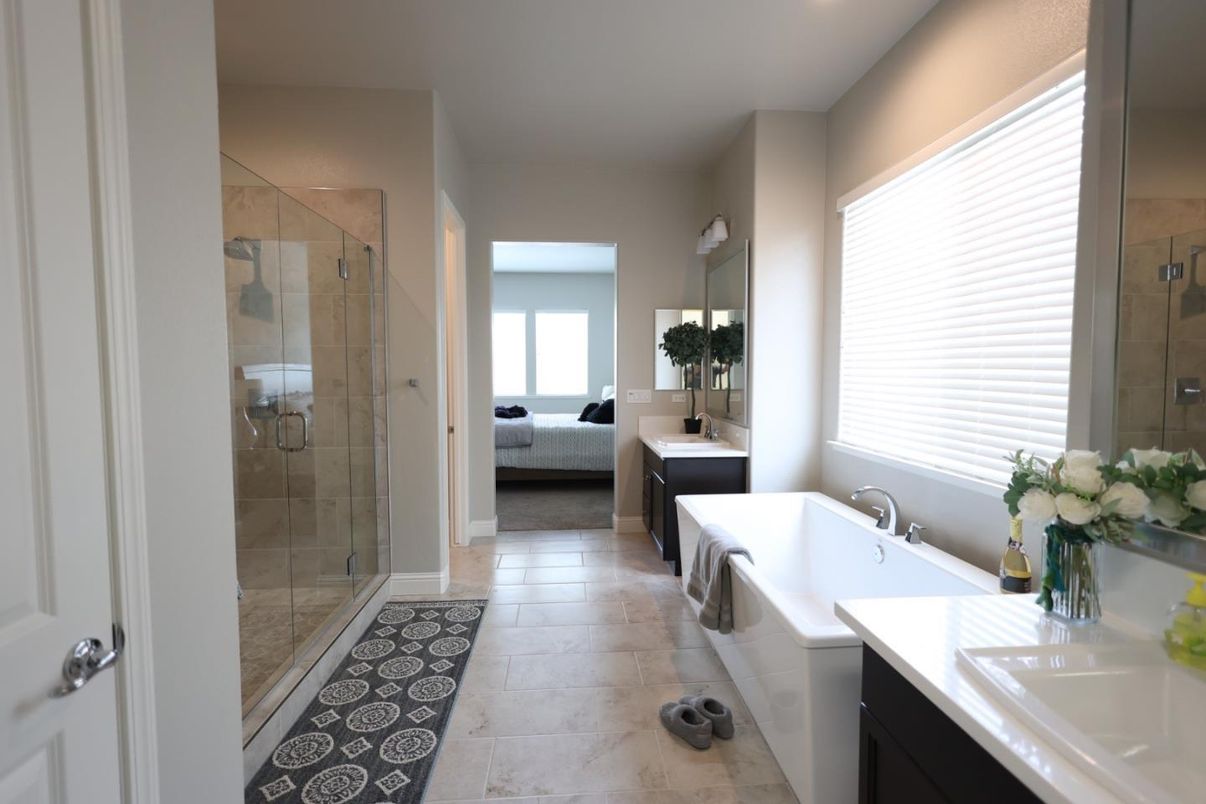 Bathroom, Dual Sink Vanities, Glass Shower, Interior, Recessed Lighting
