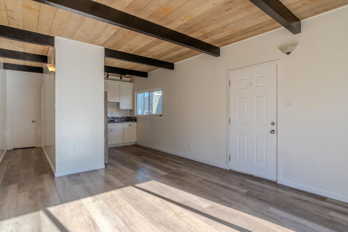 Empty room, Interior, Kitchen, Wooden Beams, Wooden Ceilings, Wood Texture Flooring