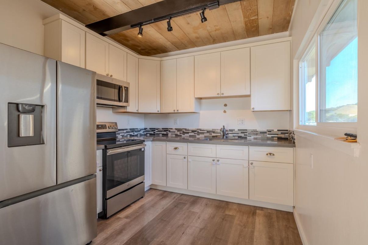 Interior, Kitchen, Stainless Steel Appliances, Wooden Ceilings, Wood Texture Flooring