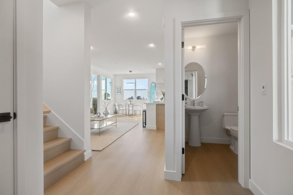 Bathroom, Interior, Recessed Lighting, Wood Texture Flooring