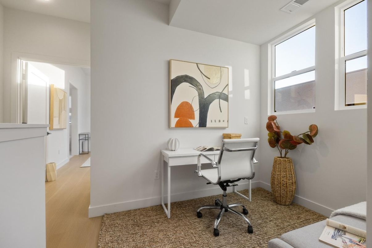 Home Office, Interior, Recessed Lighting, Wood Texture Flooring