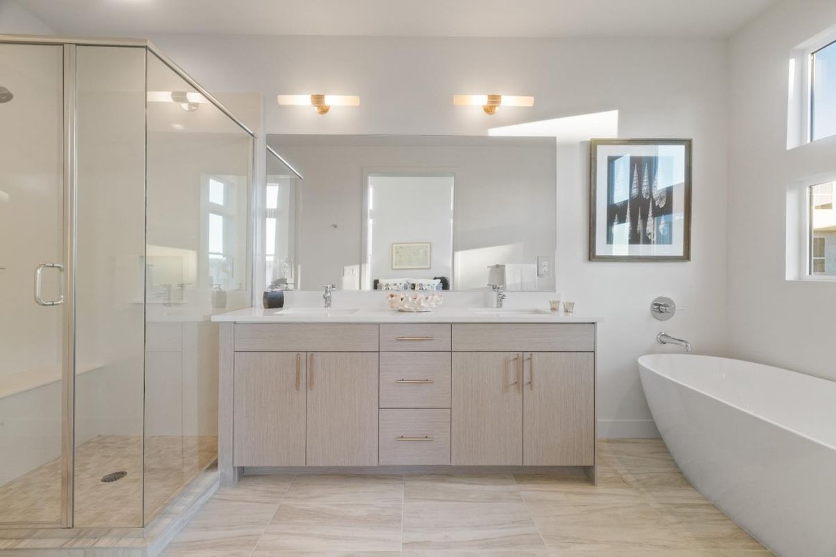 Bathroom, Dual Sink Vanities, Free Standing Baths, Glass Shower, Interior